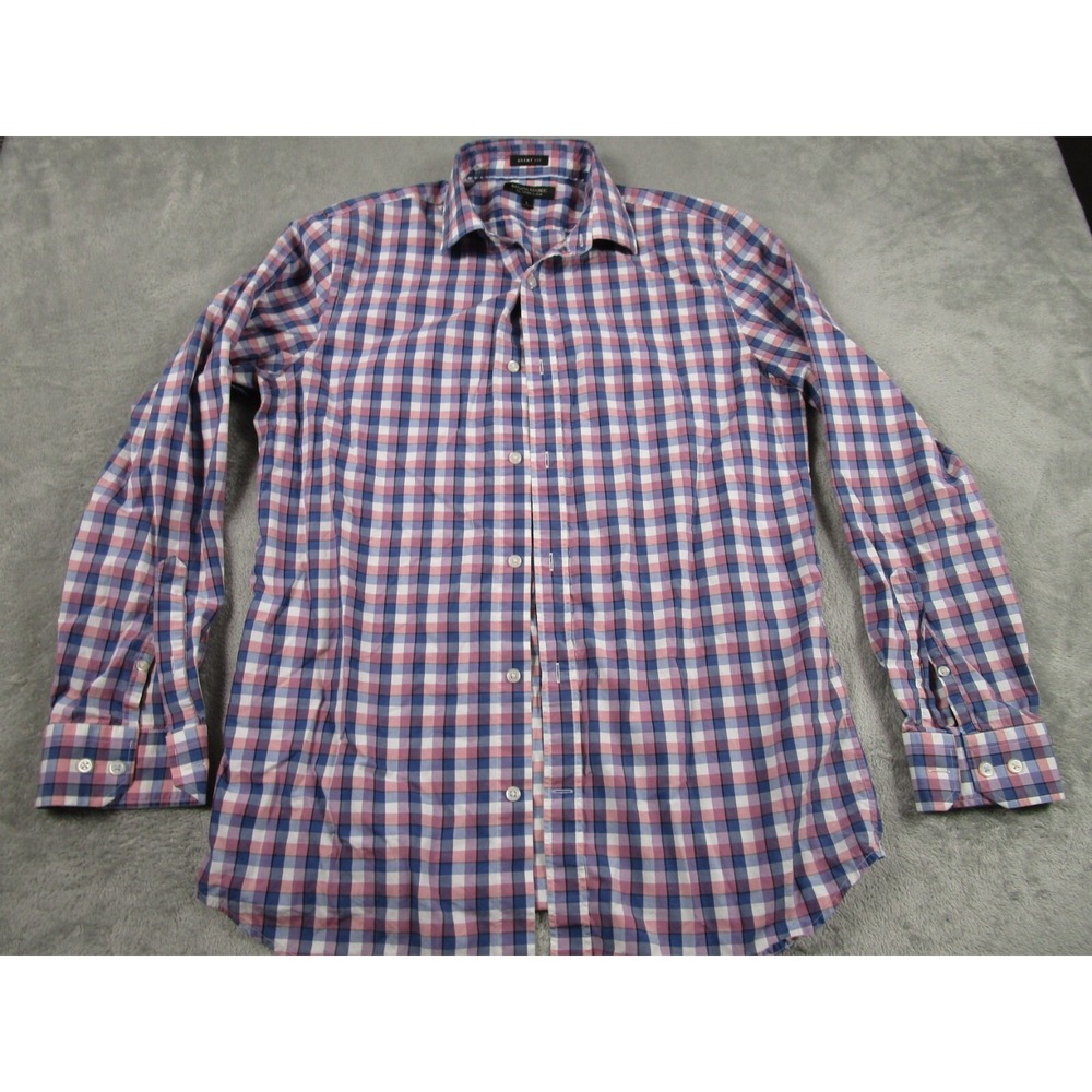 Banana Republic Shirt Mens Large Blue Plaid Grant Button Down Long Sleeve A7